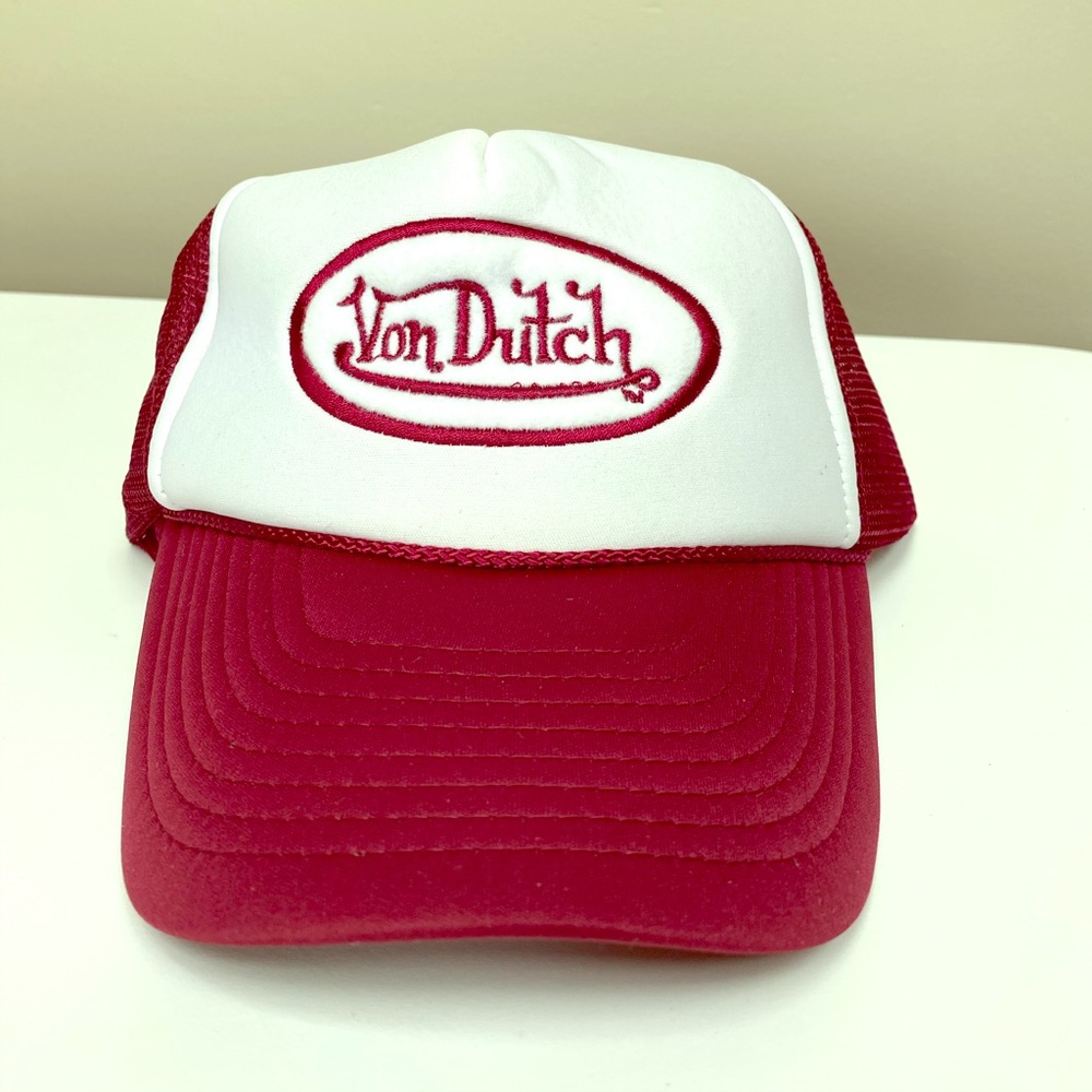 Vintage Von Dutch Themed Trucker Hat -Red